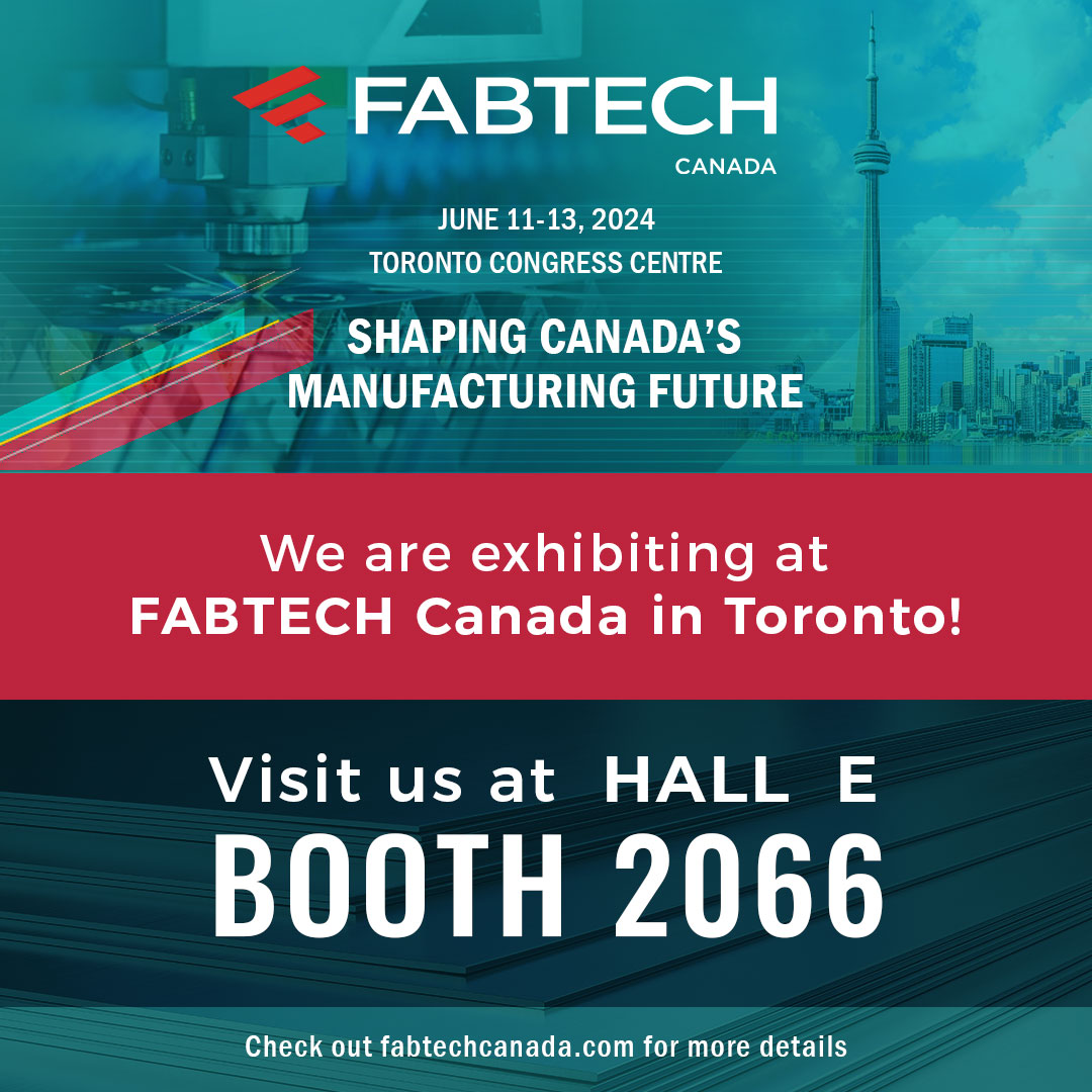 We are thrilled to announce that we will be exhibitors at this year's FABTECH Canada in Toronto this June 11-13! Join us in Hall E, Booth 2066 at the Toronto Congress Centre. Mark your calendars now and we will see you there!